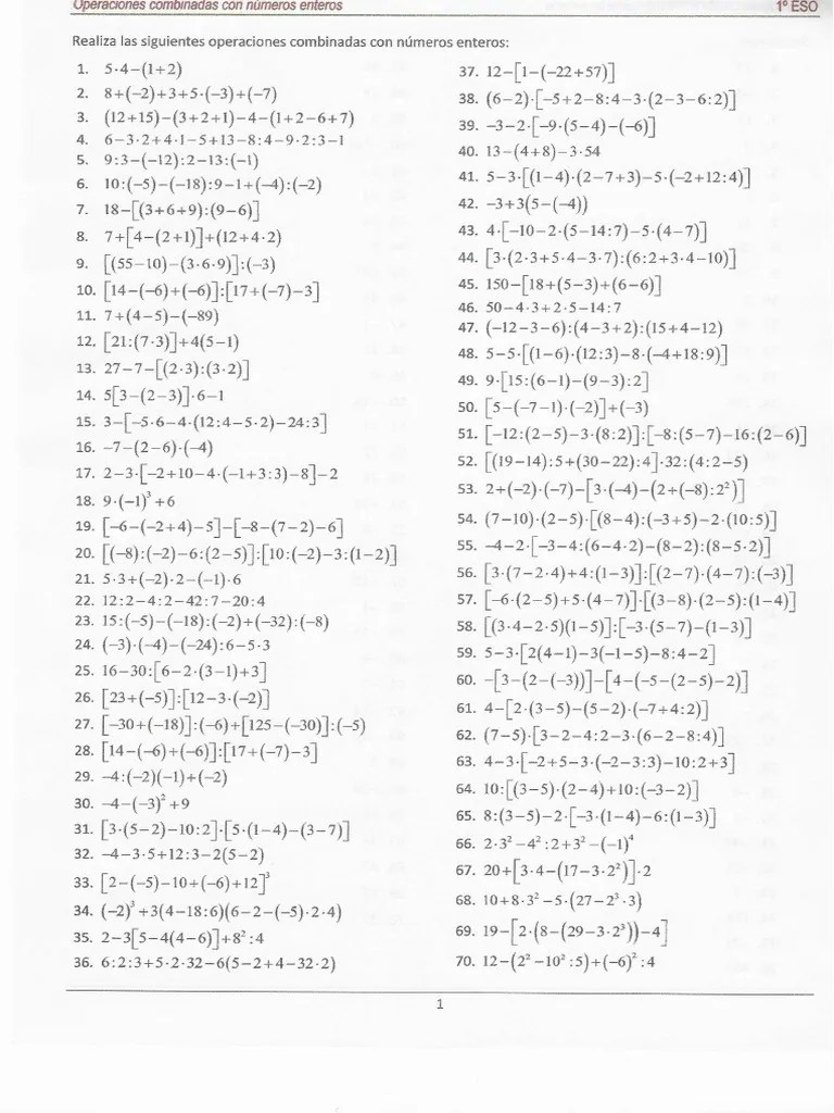Operaciones Combinadas Sin Solucion | PDF