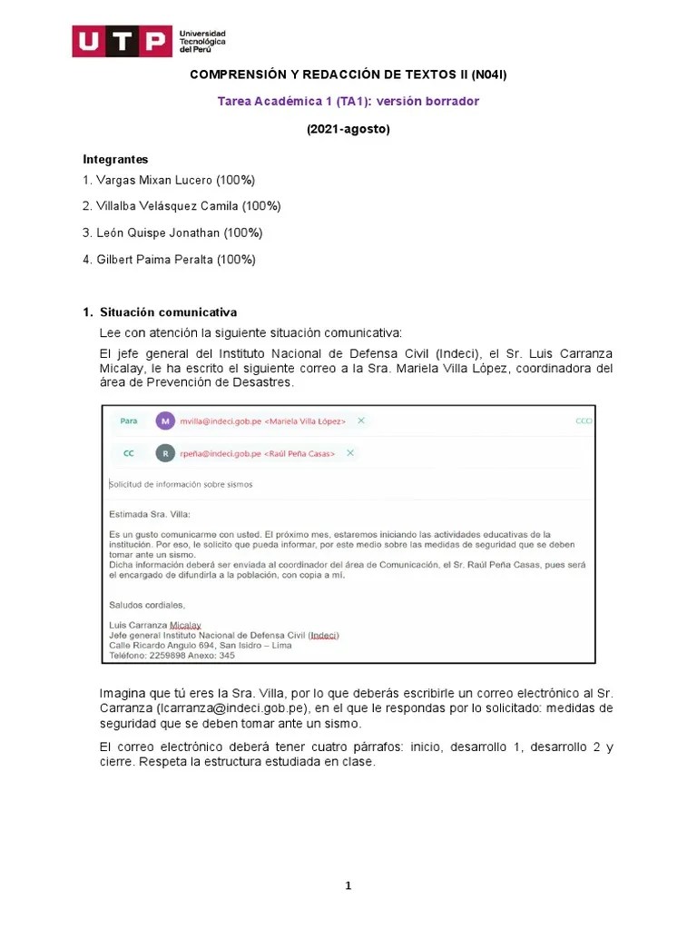 S03. S2 Y S04. S1 - Tarea Académica 1 (TA1) - Versión Borrador - Formato | Descargar Gratis PDF ...