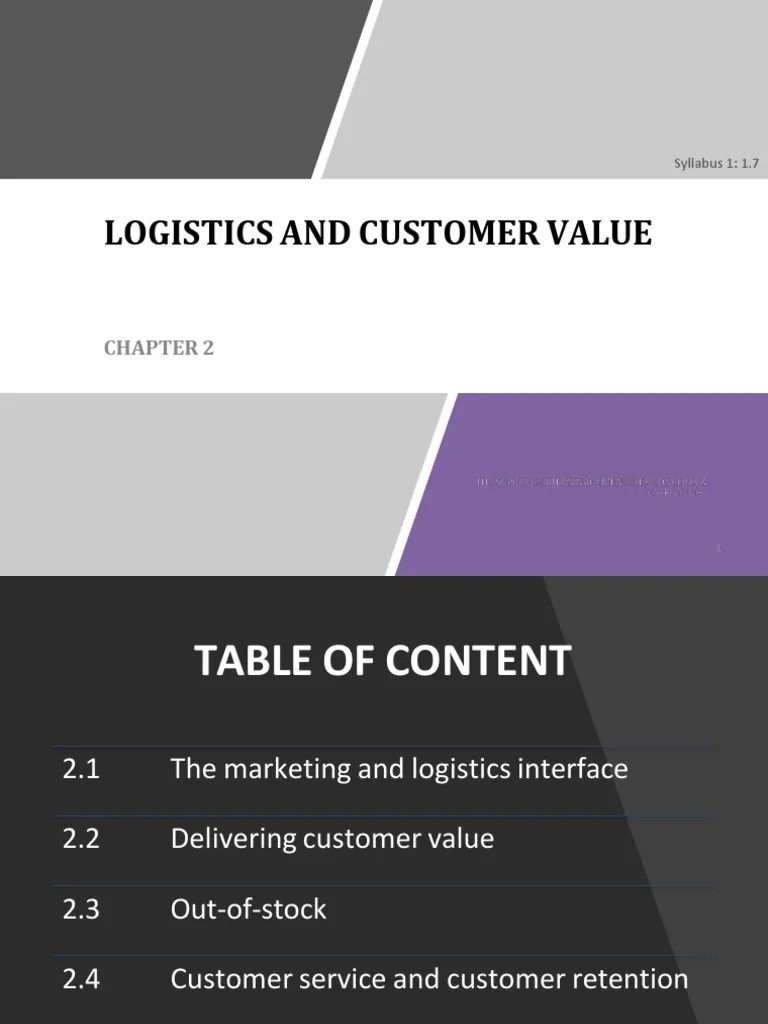 CHAPTER - 1b - Logistics & Customer Value | PDF | Supply Chain | Supply Chain Management