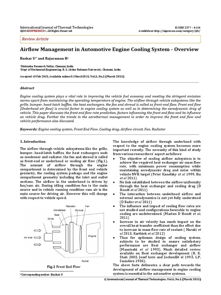 Airflow Management In Automotive Engine Cooling System | PDF | Heat ...