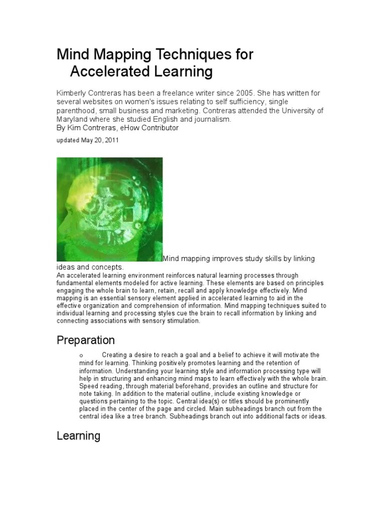 Mind Mapping Techniques For Accelerated Learning: Preparation | PDF ...