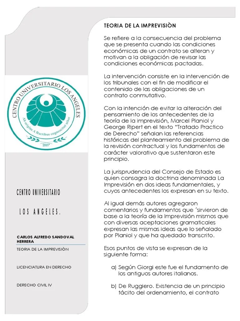 Teoria De La Imprevisiòn | PDF | Justicia | Crimen Y Violencia