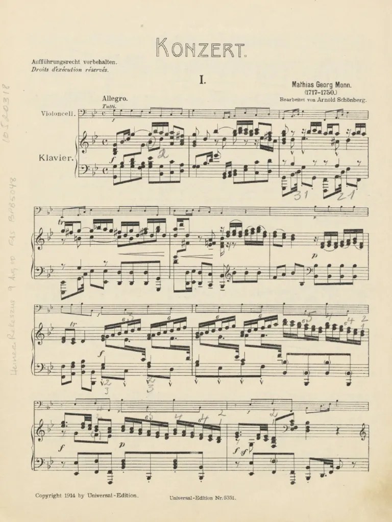 Monn - Cello Concerto (Piano) | PDF | Cello | Orchestras