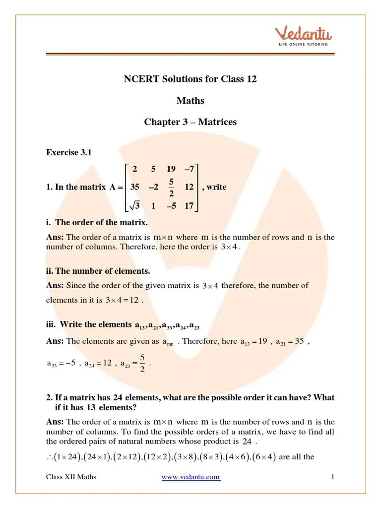 Class 12 - Maths - Matrices | PDF | Matrix (Mathematics) | Interest