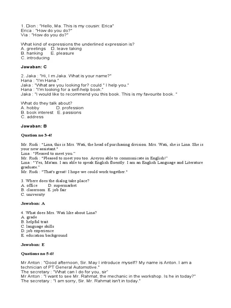 Latihan Soal PAS BAHASA INGGRIS | PDF