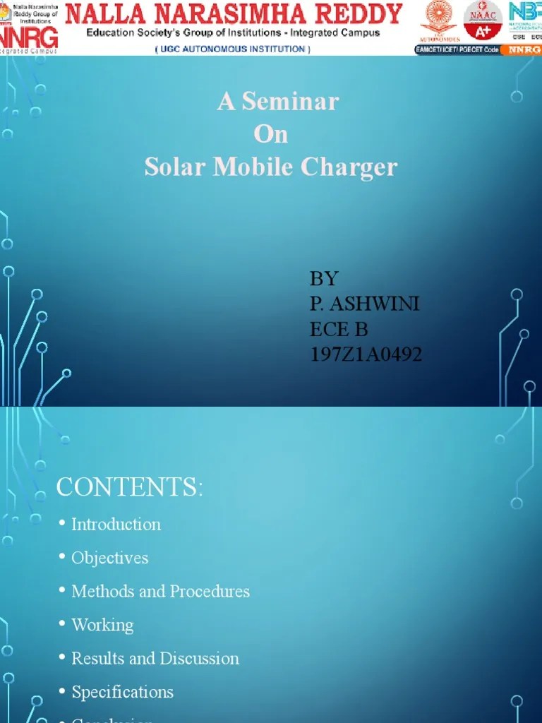 Solar Mobile Charger | PDF | Battery Charger | Solar Panel