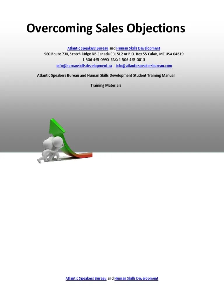 Overcoming Sales Objections Student Training Manual PDF Download ...
