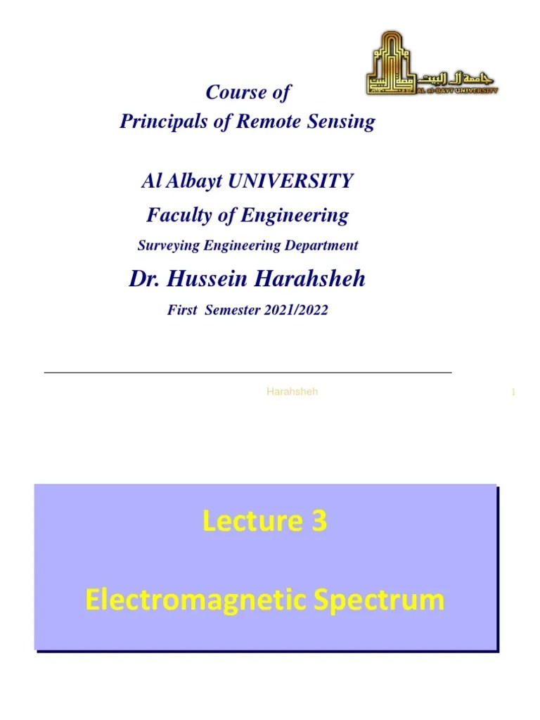 RS-Lecture 3-Electromagnetic Spectrum | PDF | Infrared | Electromagnetic Spectrum