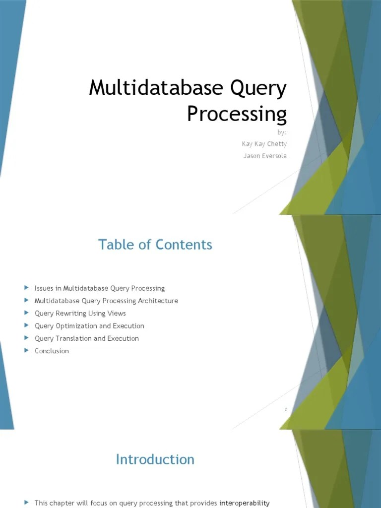 Ch-9 Multidatabase Query Processing | PDF | Databases | Relational Database