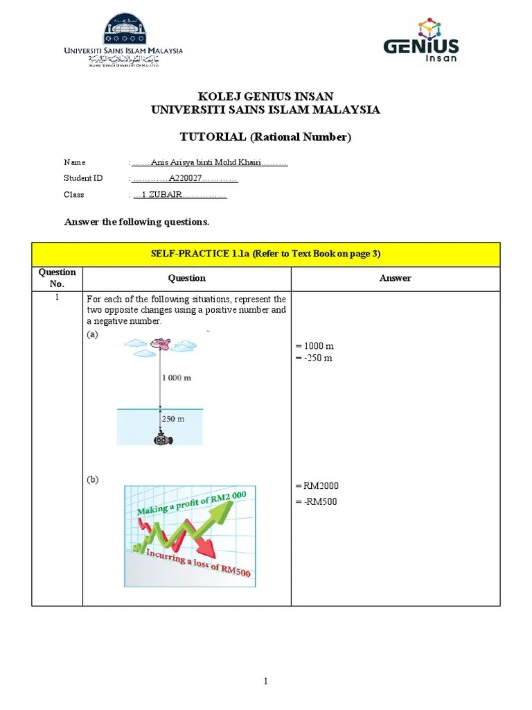 Tutorial Rational Number Students | PDF | Arithmetic | Mathematics