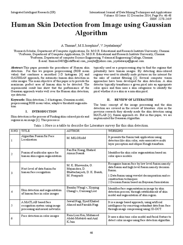 Human Skin Detection From Image Using Gaussian Algorithm | PDF | Normal ...