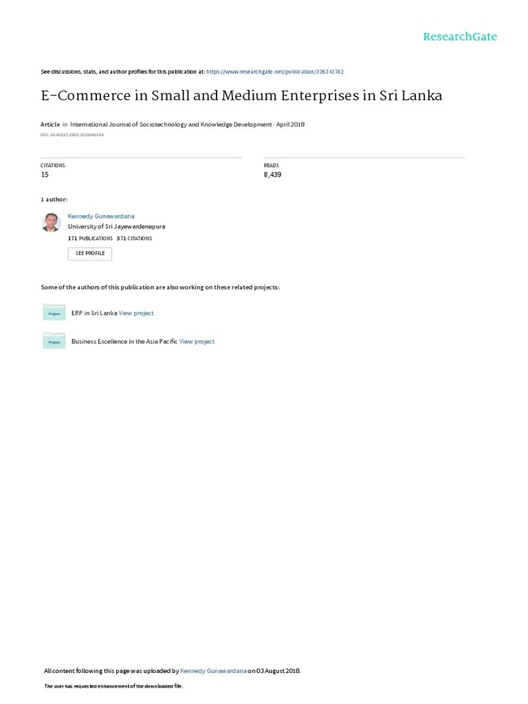 E Commerce In Small And Medium Enterprises In Sri Lanka | PDF | E ...