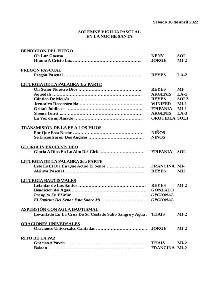 Solemne Vigilia Pascual 2022 | PDF | Adoración Cristiana Y Liturgia ...