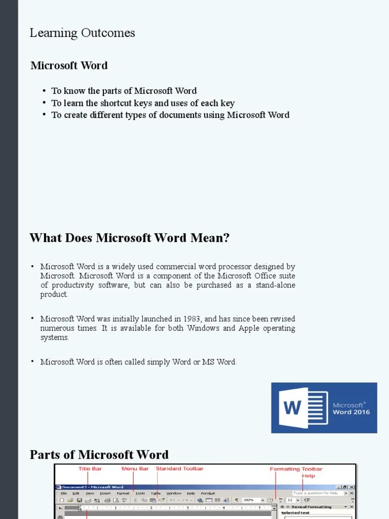 Parts Of Microsoft Word And Shortcut Keys | PDF | Microsoft Word | Menu ...