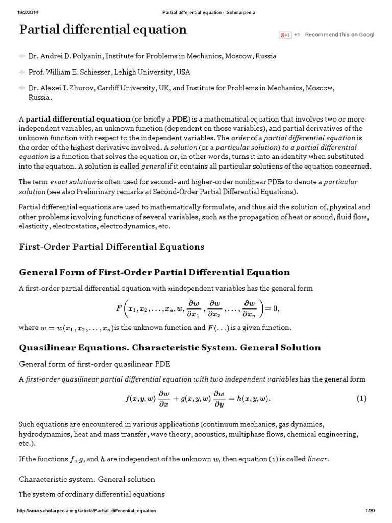 Partial Differential Equation | PDF | Differential Equations | Partial ...