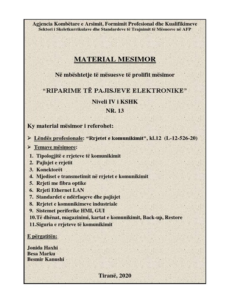 3 Rrjetet E Komunikimit KL 12 Riparime Elektronike 2020 | PDF