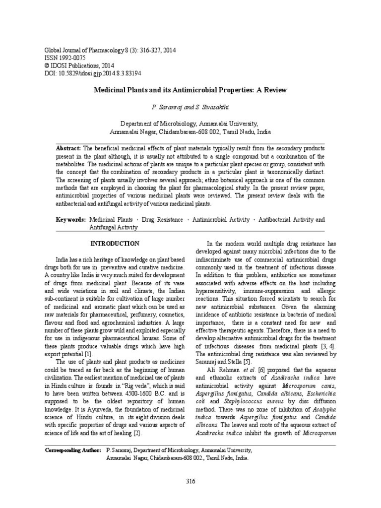 Medicinal Plants And Its Antimicrobial P | PDF | Antimicrobial | Antimicrobial Resistance