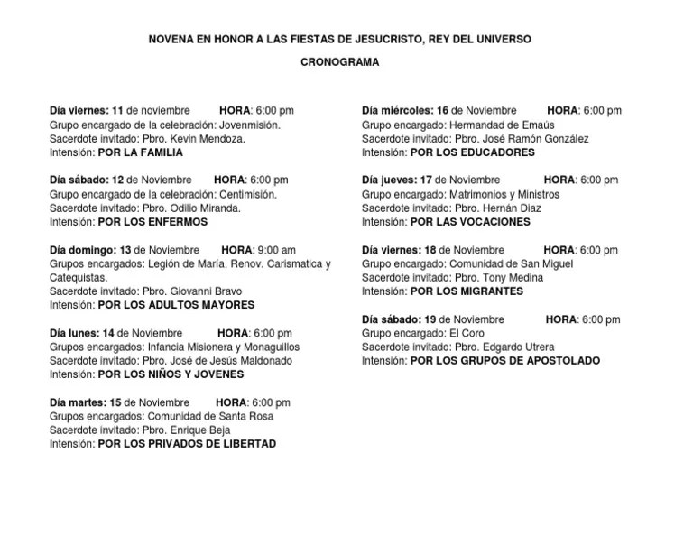 Novena Cristo Rey 2022 | PDF