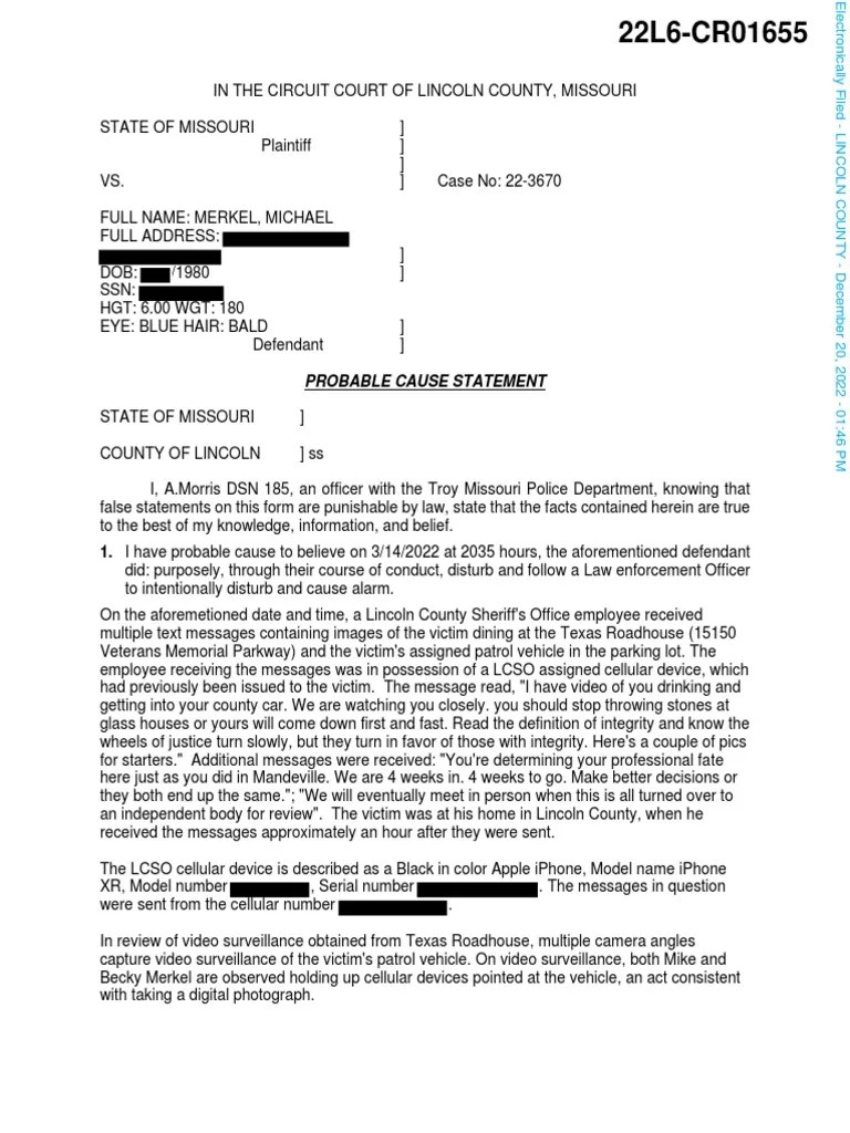 Probable Cause Statement - Mike Merkel | Download Free PDF ...