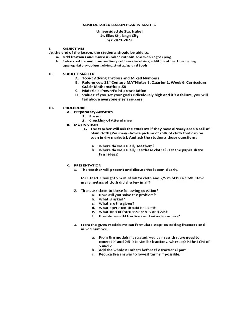 Adding Fractions And Mixed Numbers | PDF | Teachers | Pedagogy