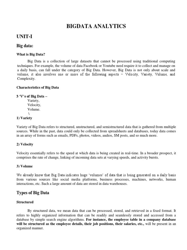 Unit I - BDA | PDF | Analytics | Big Data