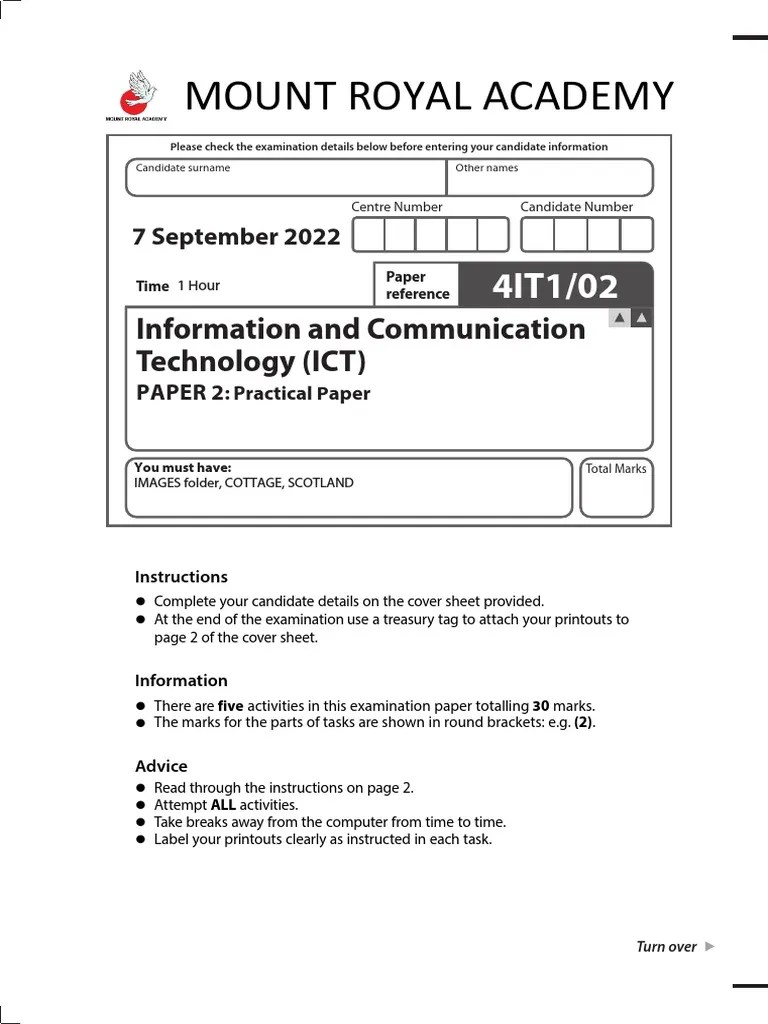 ICT Paper 2 Sample | PDF | Computer File | Screenshot