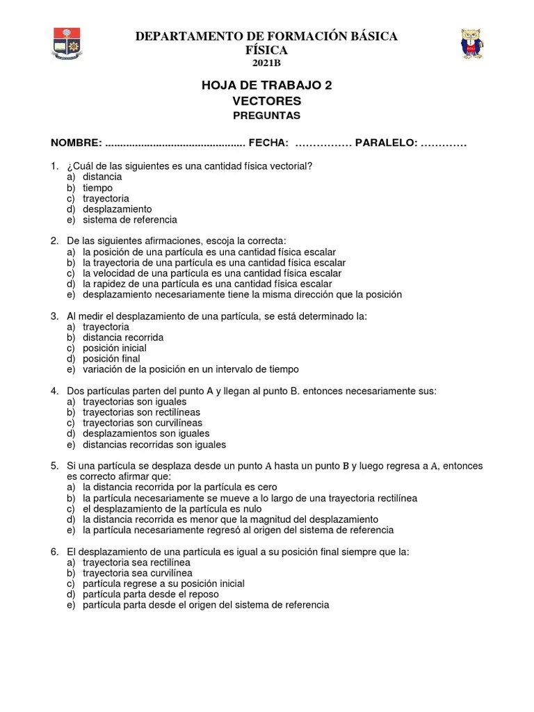 H02 - Vectores | PDF | Vector Euclidiano | Geometria Clasica