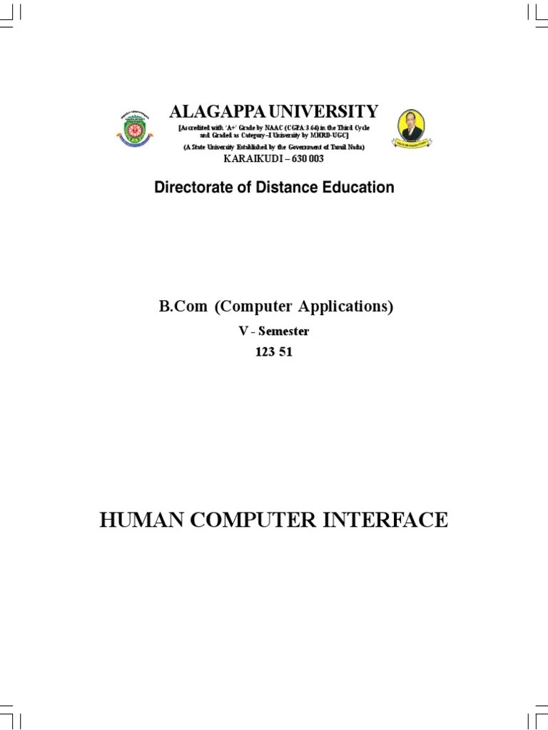 UG B.com Computer Applications 123 51 Human Computer Interface 3293 | Download Free PDF | Human ...