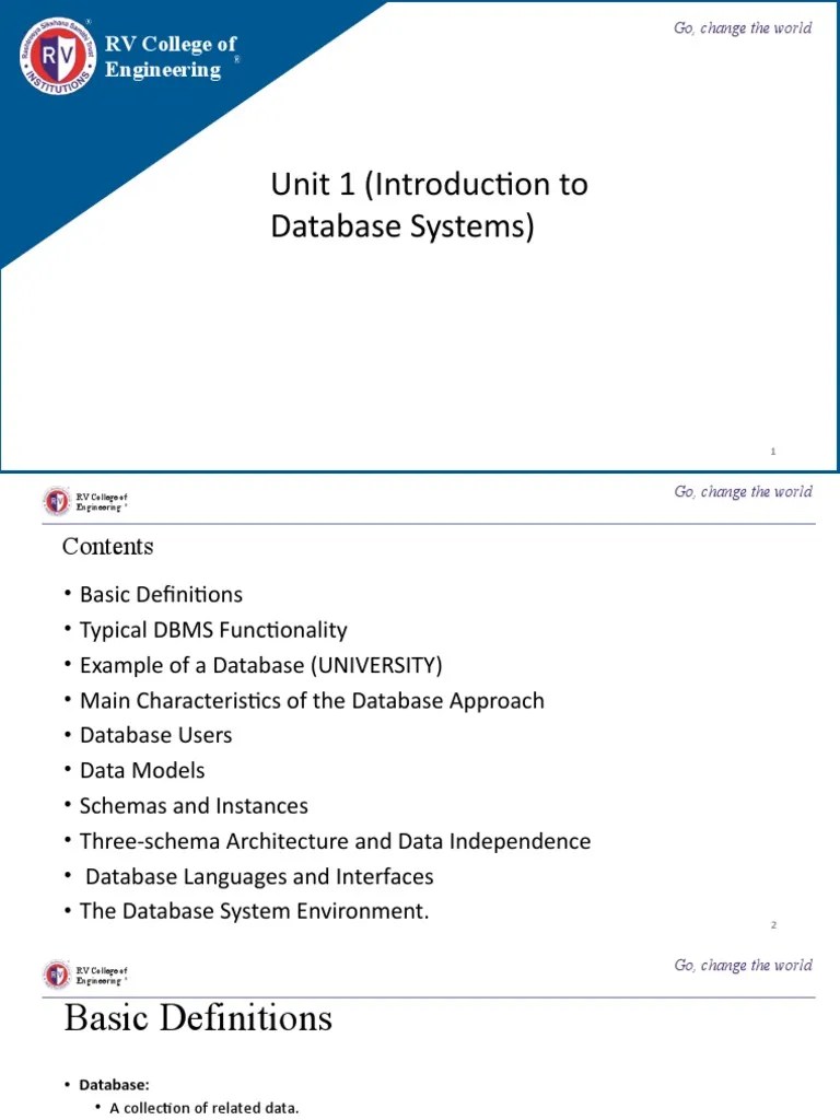 Unit 1-Introduction To Database Systems | PDF | Databases | Data Model