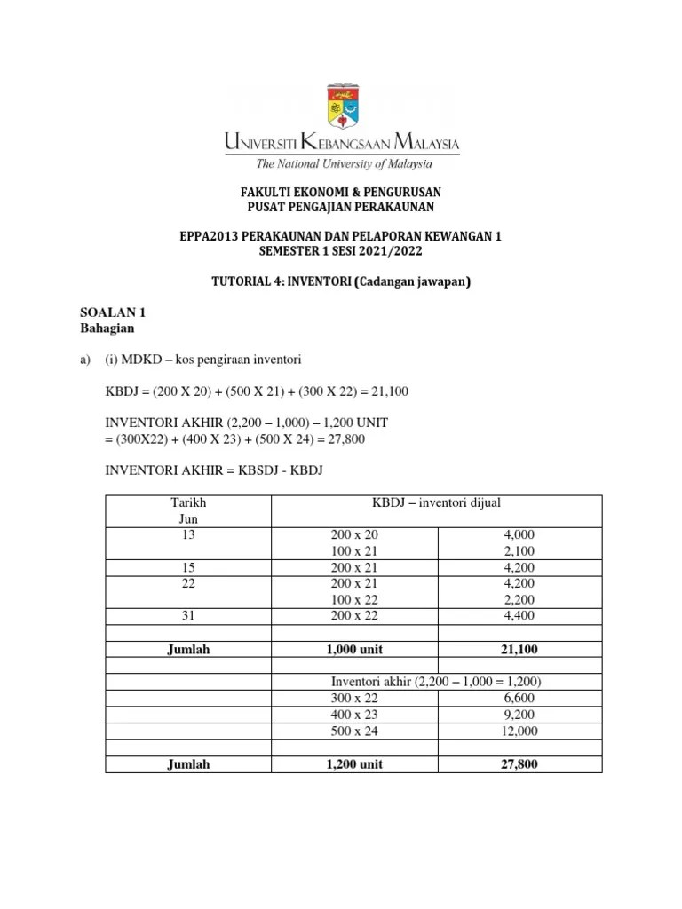 Cadangan Jawapan TUTORIAL INVENTORI | PDF