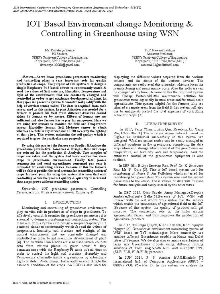IOT Based Environment Change Monitoring & Controlling In Greenhouse ...