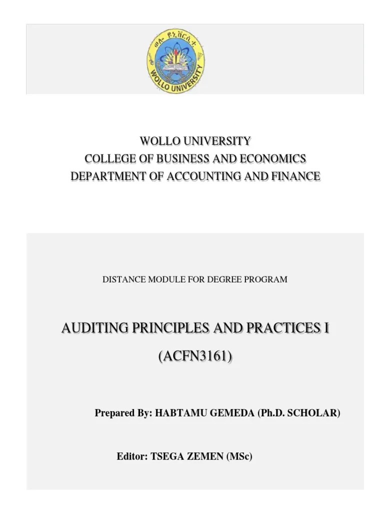 Lecturenote - 1343108412AUDITING PRINCIPLES AND PRACTICES I | PDF ...