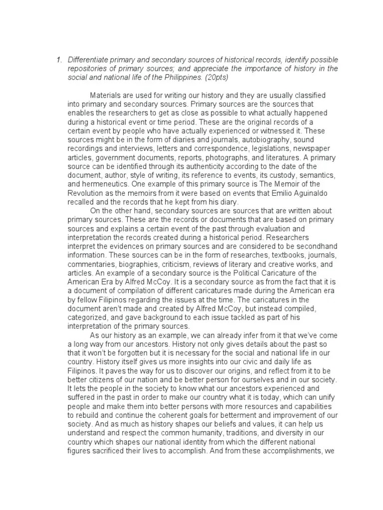 Primary And Secondary Sources | PDF | Philippines