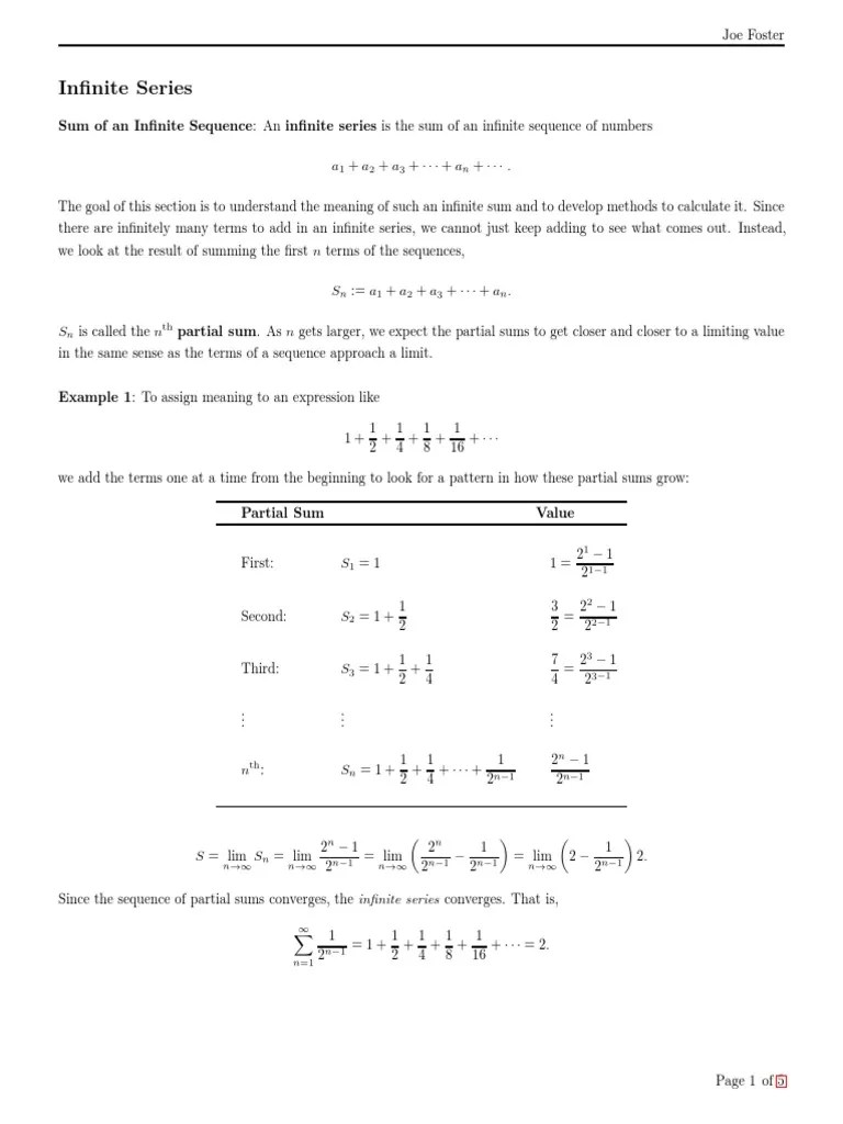 Infinite Series | PDF | Series (Mathematics) | Sequence