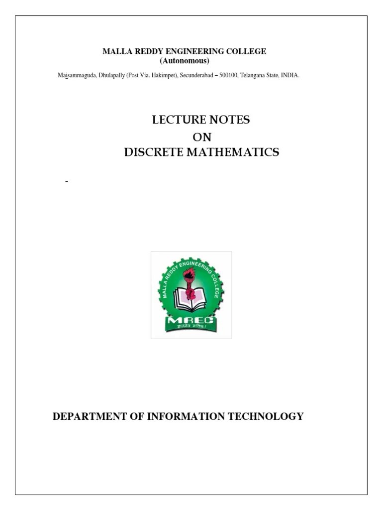 20201220-Discrete Mathematics Notes | PDF | Prime Number | Syntax (Logic)