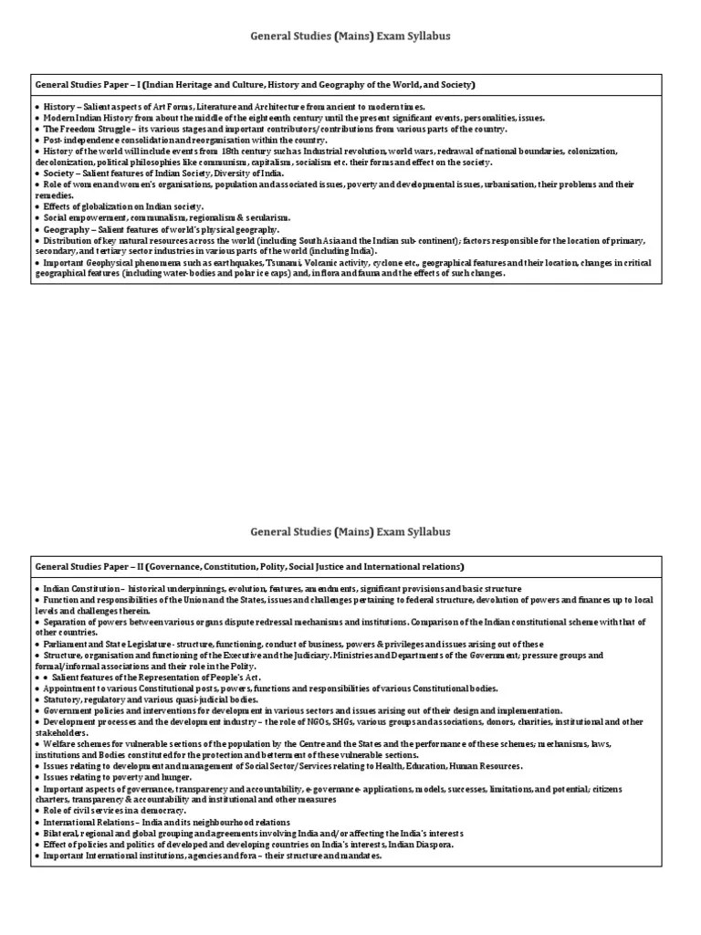 UPSC Mains Syllabus New | Download Free PDF | Governance | Morality