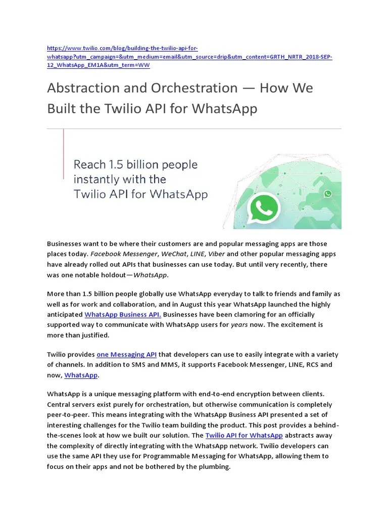 How Twilio Built An API For Whatsapp For Business | PDF | Instant ...