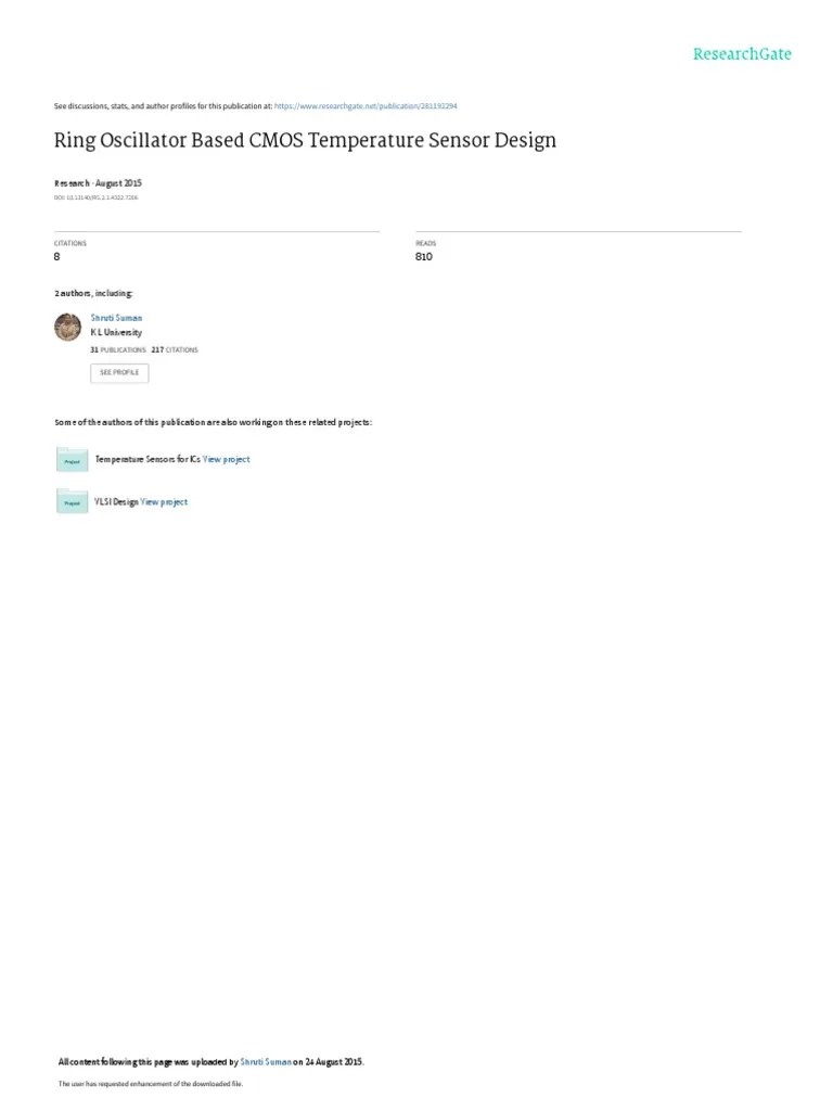 Ring Oscillator Based Cmos Temperature Sensor Design | PDF | Power ...