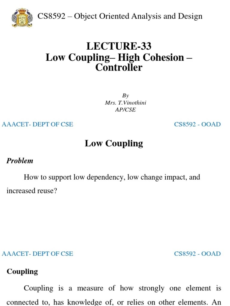 L33 - Low Coupling - High Cohesion - Controller | PDF | Inheritance ...