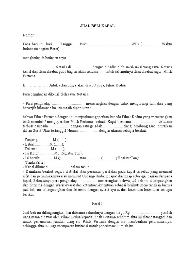 Draft Jual Beli Kapal Blank | PDF