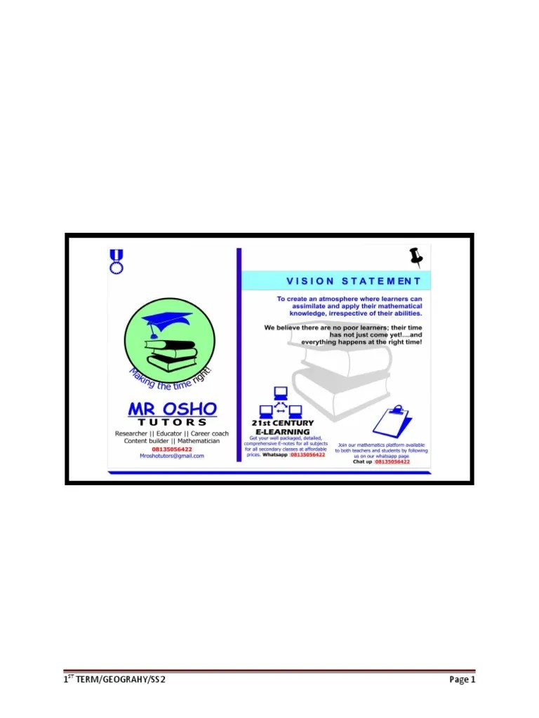 1st Term S2 Geography | PDF | Ecosystem | Natural Environment