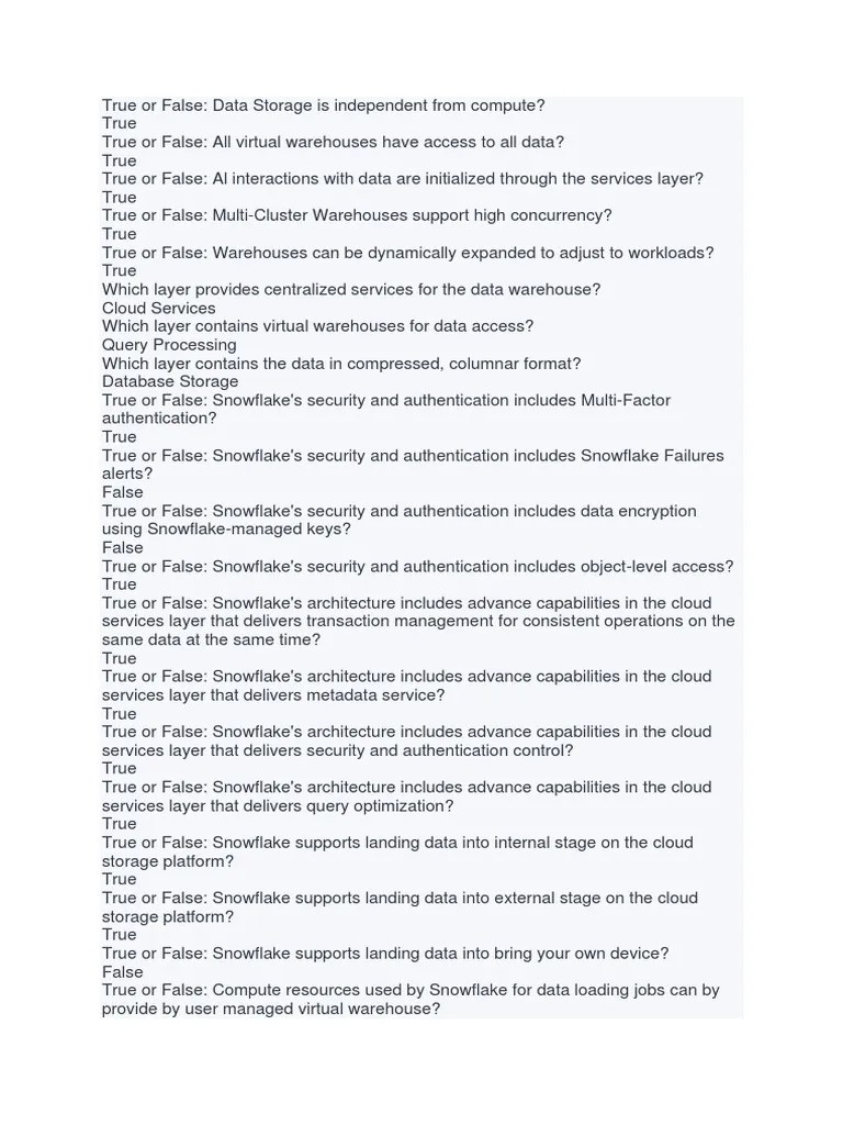 Snowflake MCQs | PDF | Databases | Cloud Computing