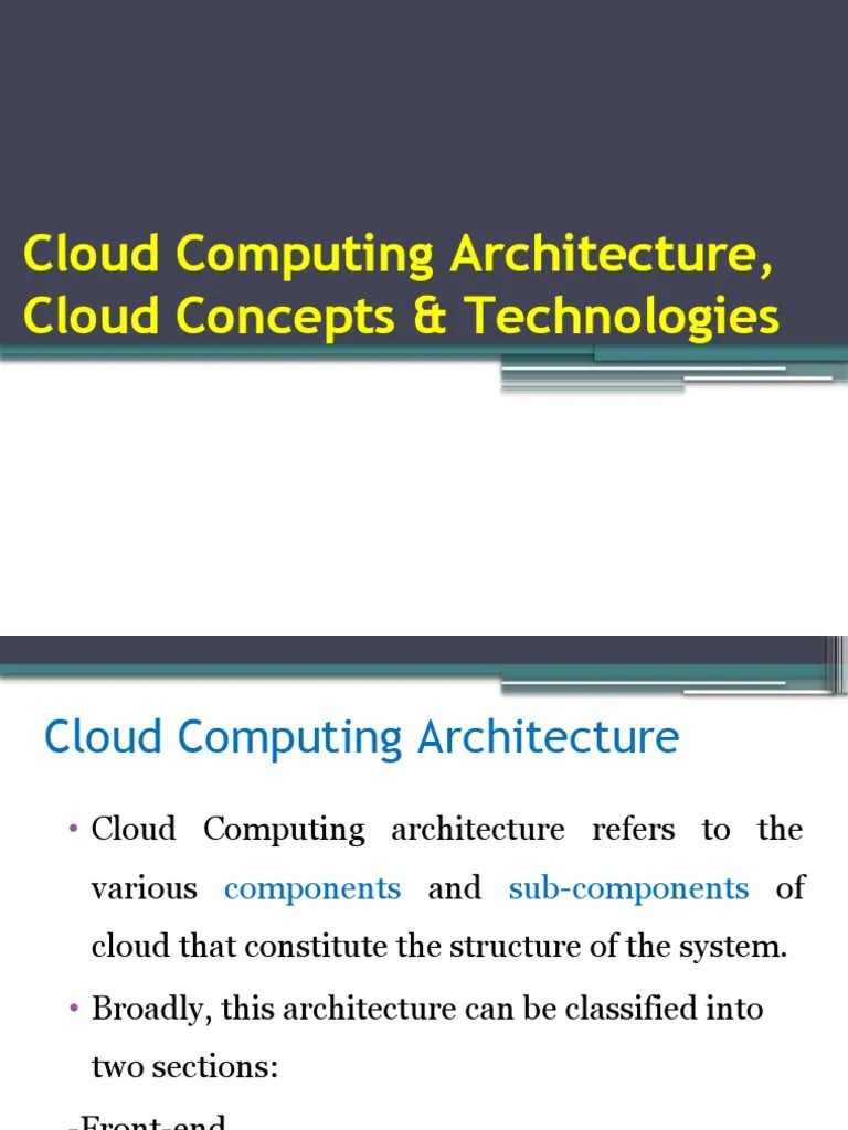 Cloud Computing Architecture, Cloud Concepts & Technologies | PDF | Art ...