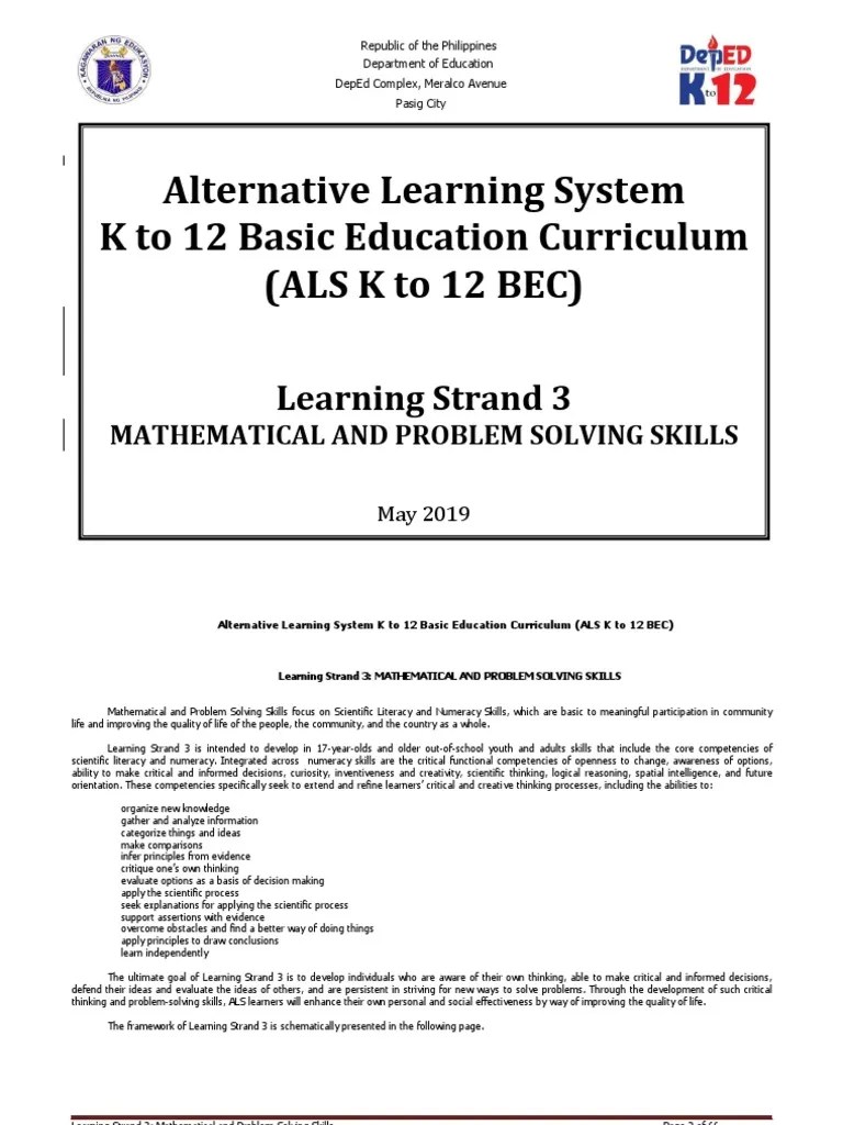 LS 3 Mathematical And Problem Solving Skills 5 | PDF | Thought | Learning