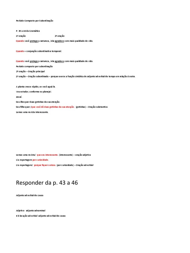 Período Composto Por Subordinação | PDF | Comunicação Humana | Mecânica ...