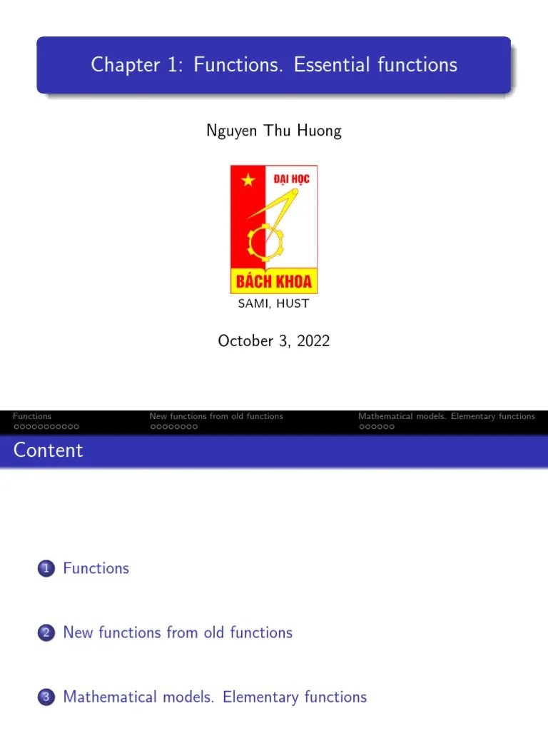 Chapter 1: Functions. Essential Functions: Nguyen Thu Huong | PDF ...