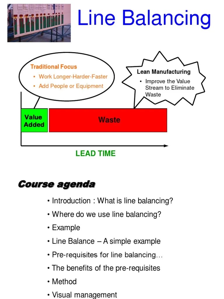 Line Balancing Presentation | PDF | Standardization | Lean Manufacturing