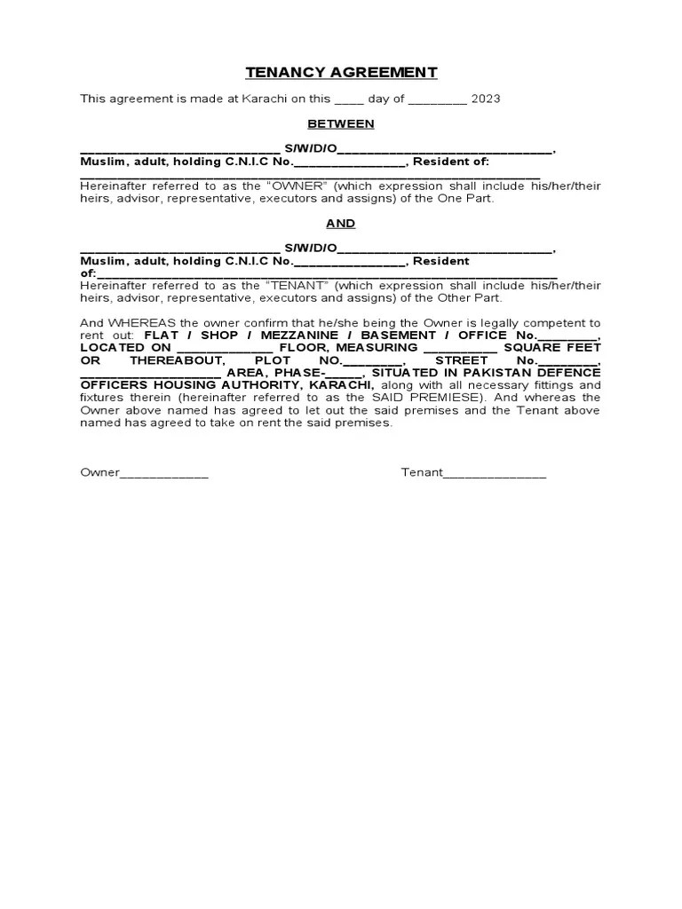 Tenancy Agreement Blank 1 | PDF | Leasehold Estate | Lease