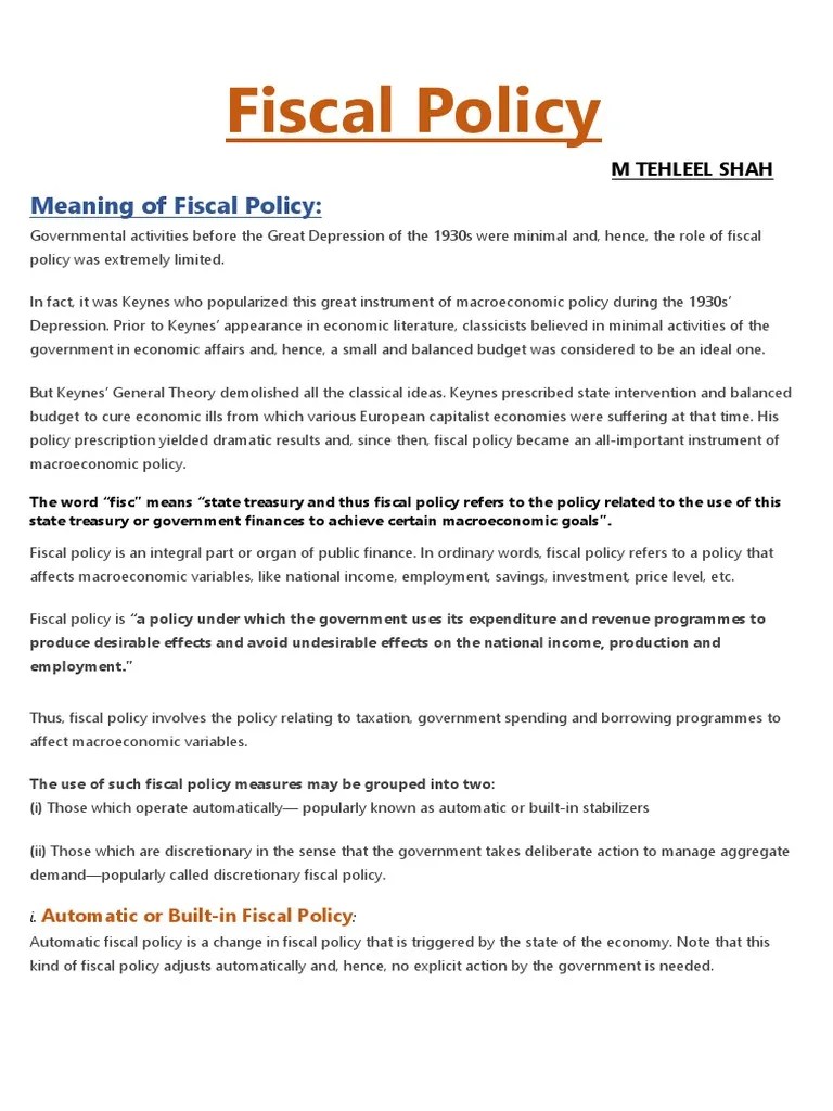 An Overview Of Key Components And Objectives Of Fiscal Policy In India ...