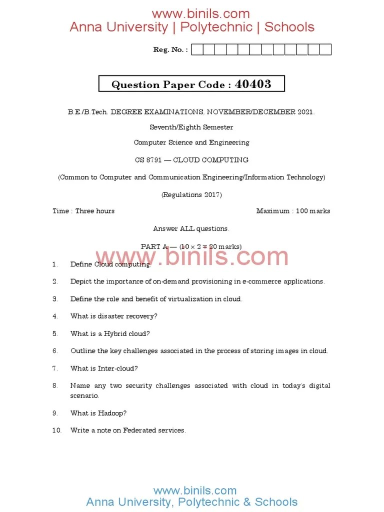 CS8791 Cloud Computing | PDF | Cloud Computing | Computing